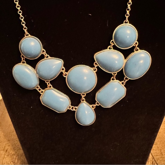 NY Statement Necklace Blue Beads Silver Tone Chain‎ Jewelry - Picture 3 of 7